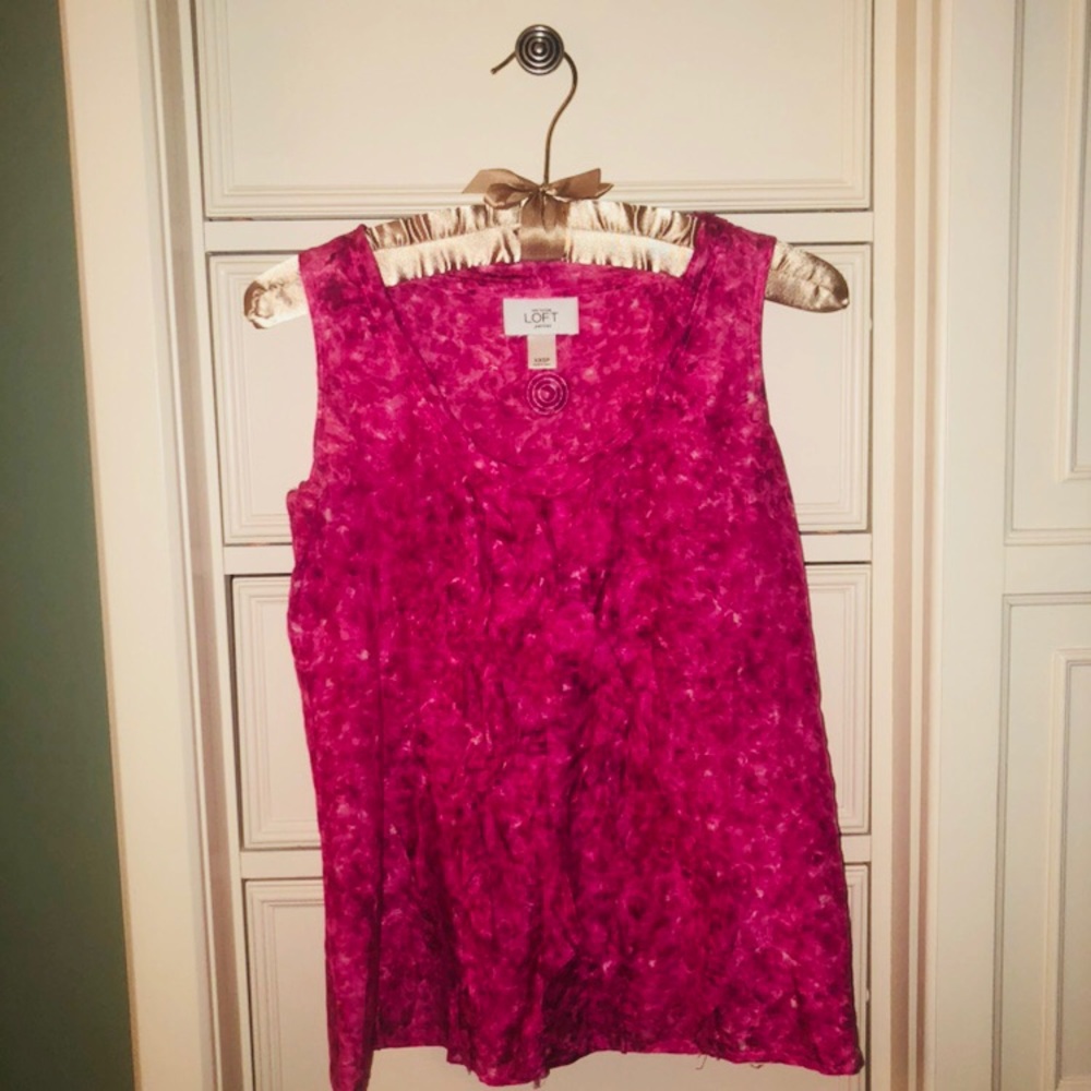 LOFT Pink Ruffle Sleeveless Blouse